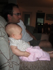 Daddy and Greta watching football